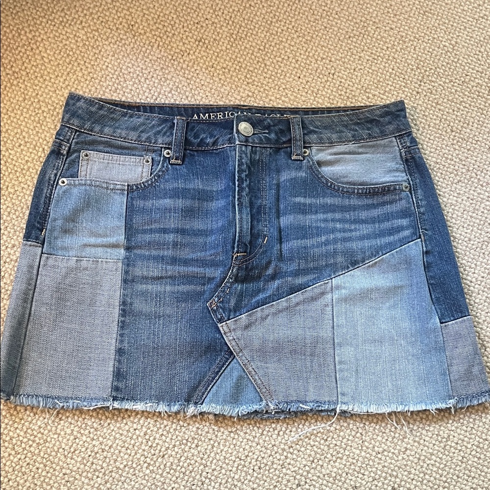American Eagle Patchwork Denim Mini Skirt - Size 8